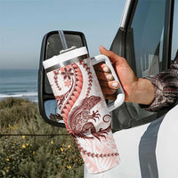 Red Maori Tuatara Tumbler With Handle Luxury Pastel Pattern LT01 - Polynesian Pride
