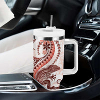 Red Maori Tuatara Tumbler With Handle Luxury Pastel Pattern LT01 - Polynesian Pride