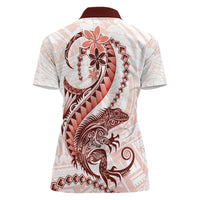 Red Maori Tuatara Women Polo Shirt Luxury Pastel Pattern LT01 - Polynesian Pride