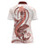 Red Maori Tuatara Women Polo Shirt Luxury Pastel Pattern