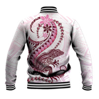 Pink Maori Tuatara Baseball Jacket Luxury Pastel Pattern LT01 - Polynesian Pride