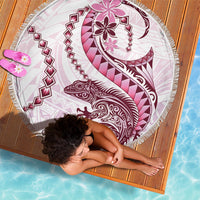 Pink Maori Tuatara Beach Blanket Luxury Pastel Pattern LT01 - Polynesian Pride