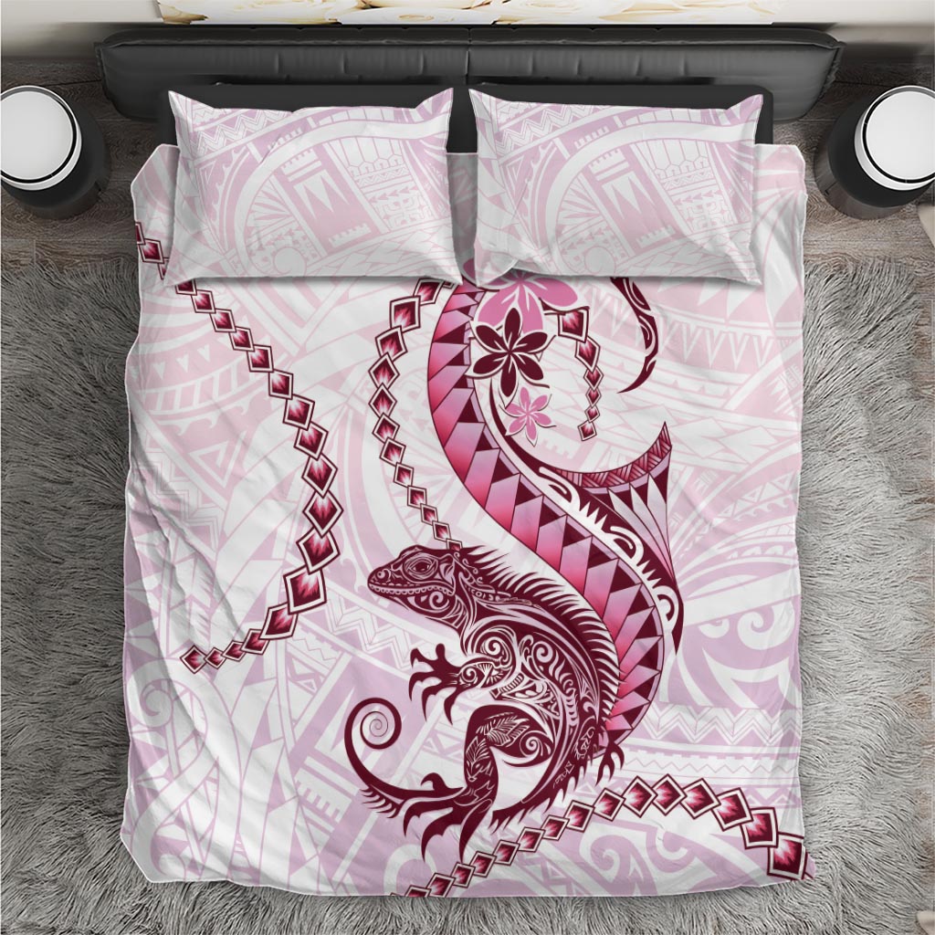 Pink Maori Tuatara Bedding Set Luxury Pastel Pattern LT01 Pink - Polynesian Pride
