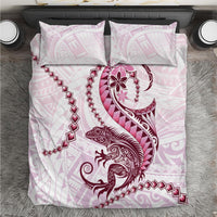 Pink Maori Tuatara Bedding Set Luxury Pastel Pattern LT01 Pink - Polynesian Pride