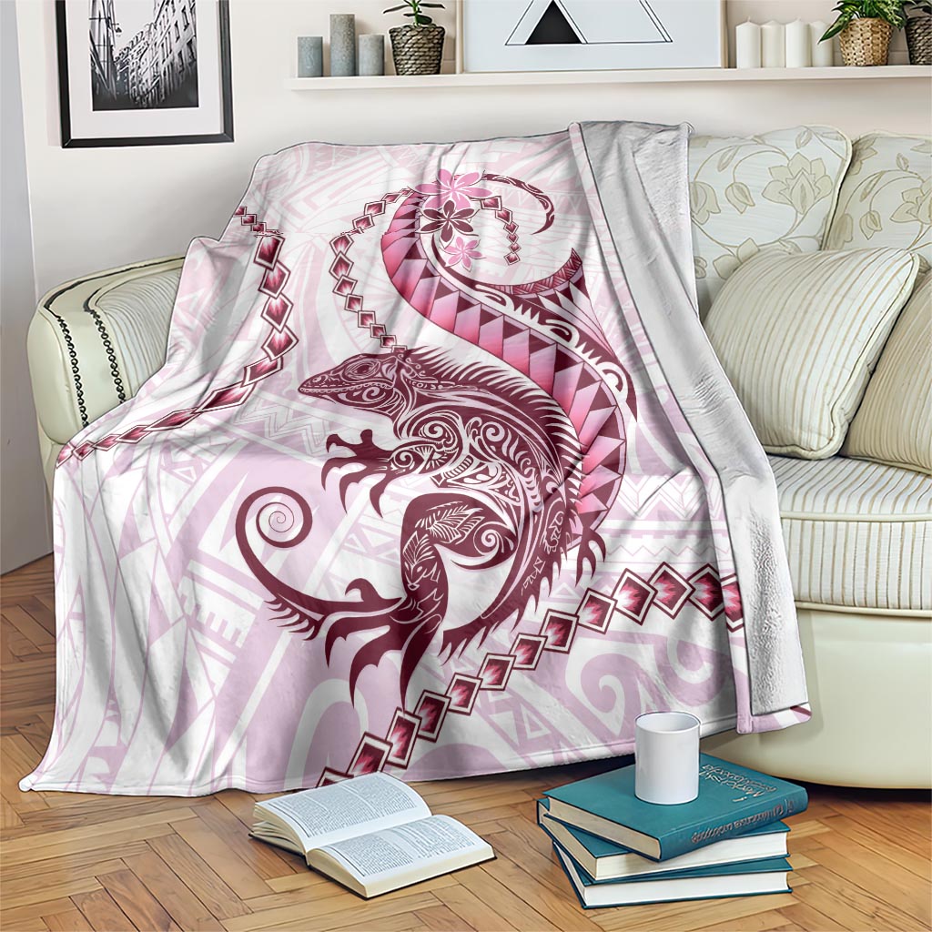 Pink Maori Tuatara Blanket Luxury Pastel Pattern LT01 Pink - Polynesian Pride