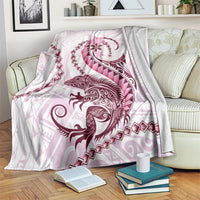 Pink Maori Tuatara Blanket Luxury Pastel Pattern LT01 Pink - Polynesian Pride
