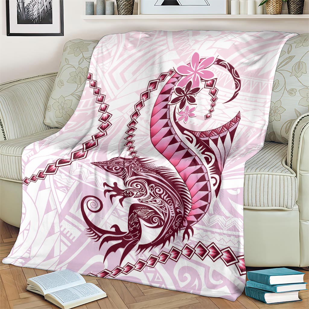 Pink Maori Tuatara Blanket Luxury Pastel Pattern LT01 - Polynesian Pride