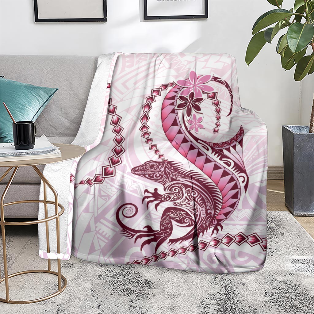 Pink Maori Tuatara Blanket Luxury Pastel Pattern LT01 - Polynesian Pride