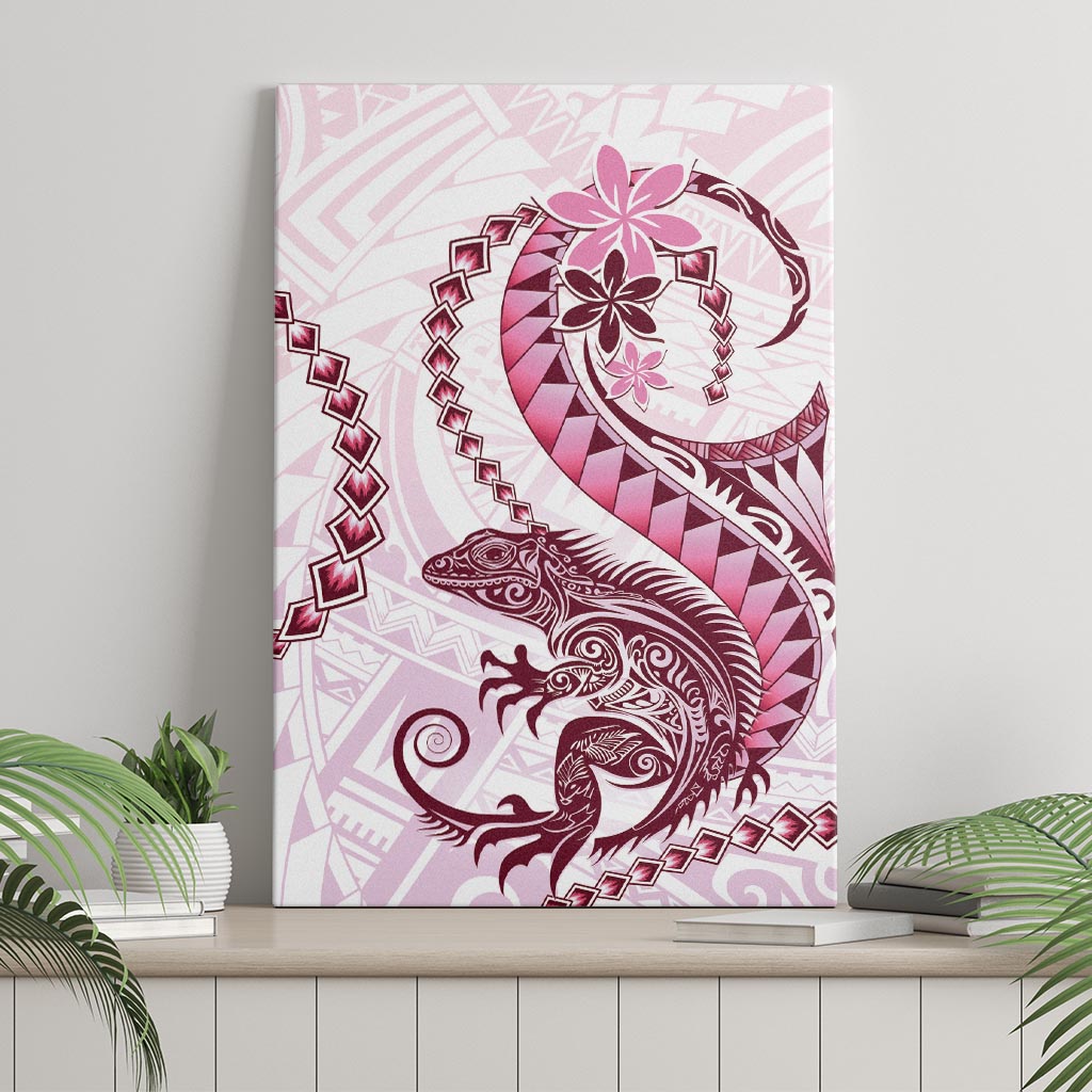 Pink Maori Tuatara Canvas Wall Art Luxury Pastel Pattern LT01 - Polynesian Pride