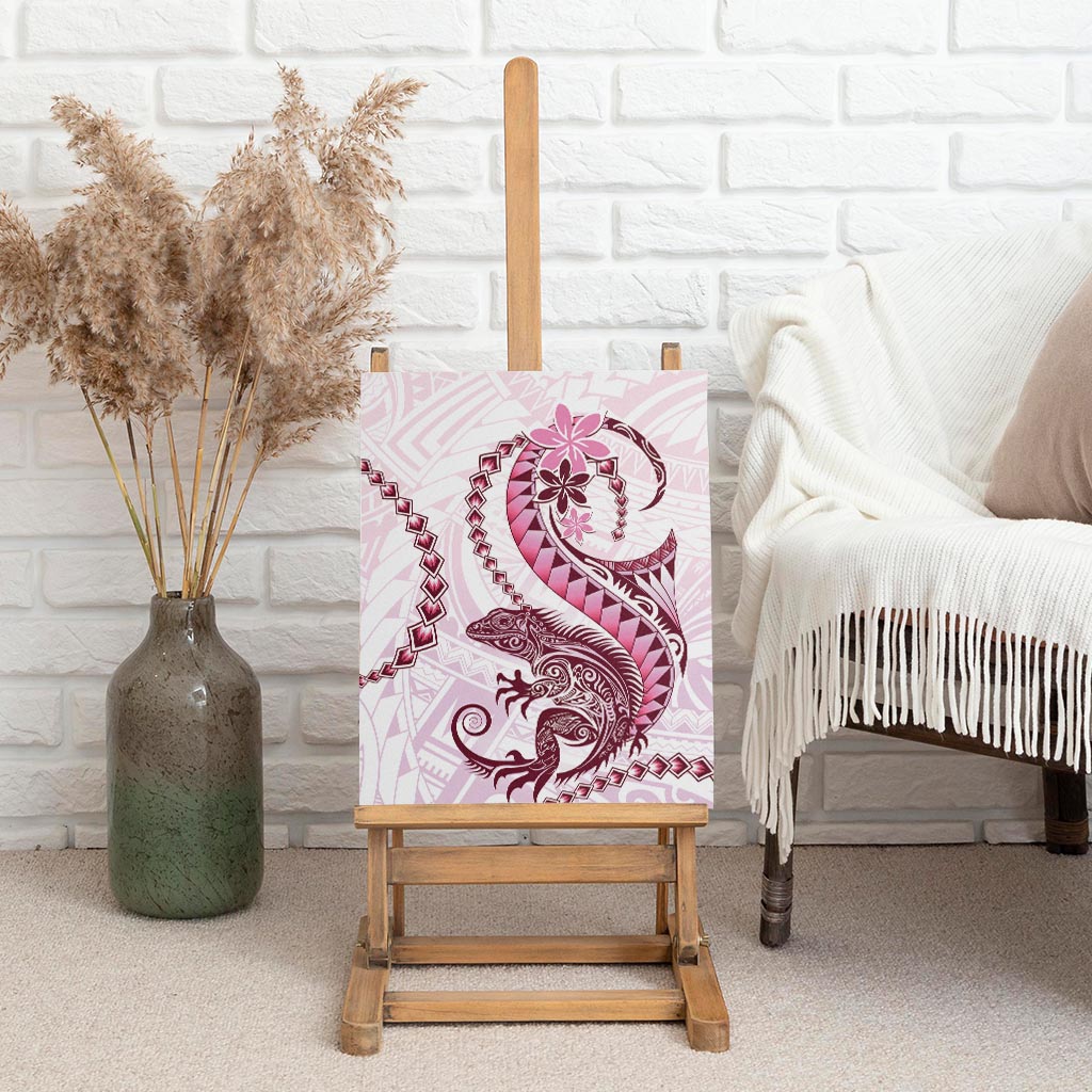 Pink Maori Tuatara Canvas Wall Art Luxury Pastel Pattern LT01 - Polynesian Pride
