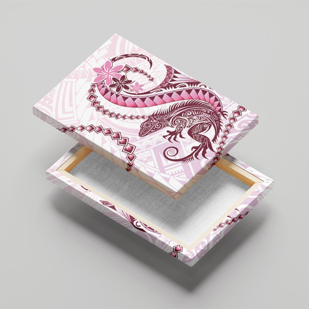 Pink Maori Tuatara Canvas Wall Art Luxury Pastel Pattern LT01 - Polynesian Pride