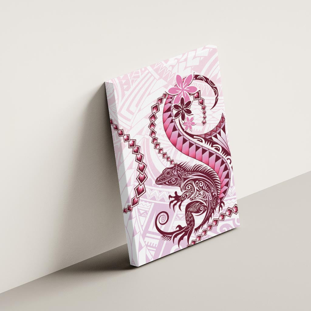 Pink Maori Tuatara Canvas Wall Art Luxury Pastel Pattern LT01 - Polynesian Pride