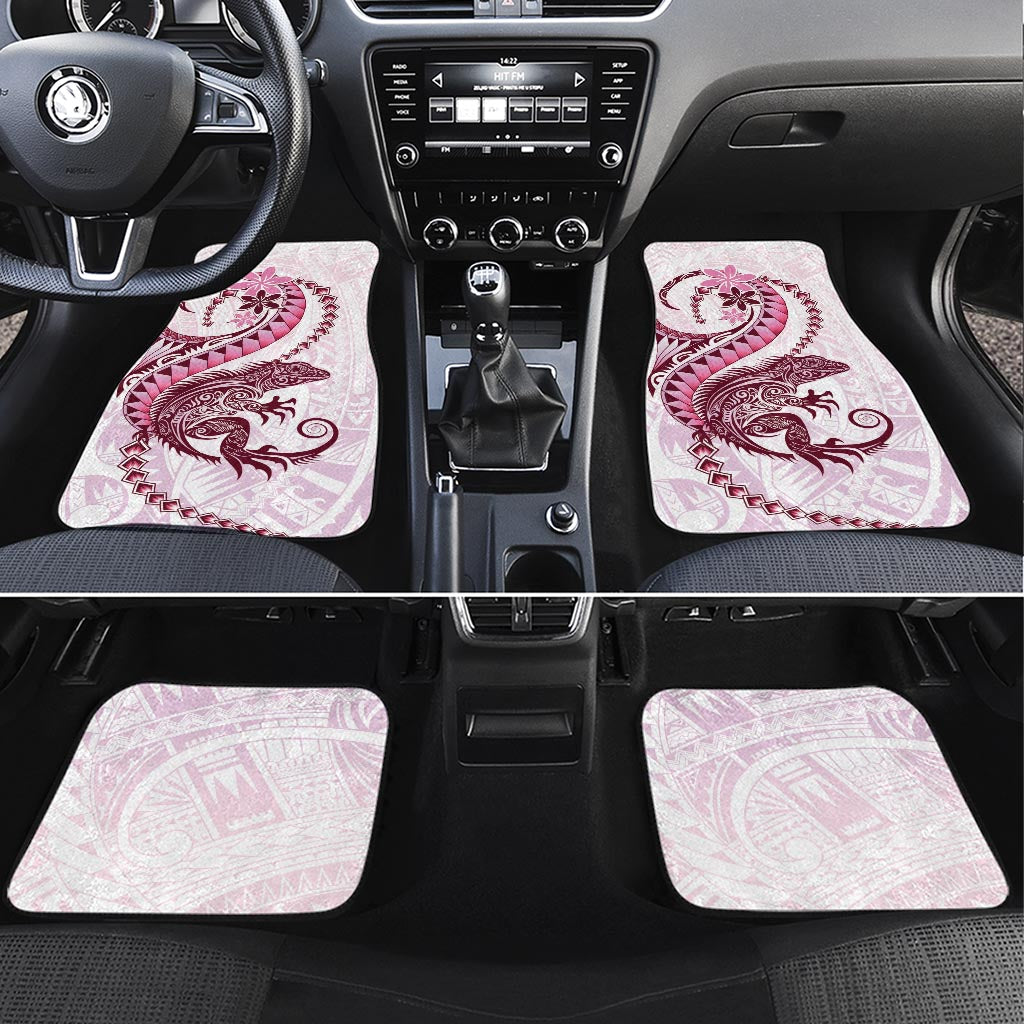 Pink Maori Tuatara Car Mats Luxury Pastel Pattern LT01 Set 4pcs Pink - Polynesian Pride