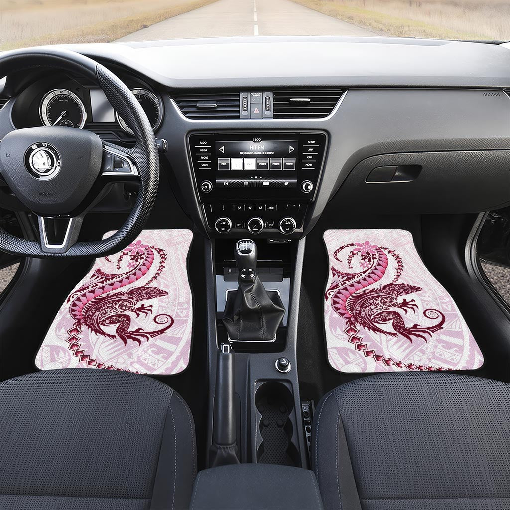 Pink Maori Tuatara Car Mats Luxury Pastel Pattern LT01 Set 2pcs - Front Pink - Polynesian Pride