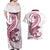 Pink Maori Tuatara Couples Matching Off Shoulder Maxi Dress and Hawaiian Shirt Luxury Pastel Pattern