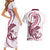 Pink Maori Tuatara Couples Matching Short Sleeve Bodycon Dress and Hawaiian Shirt Luxury Pastel Pattern