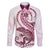 Pink Maori Tuatara Family Matching Long Sleeve Bodycon Dress and Hawaiian Shirt Luxury Pastel Pattern