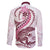 Pink Maori Tuatara Family Matching Long Sleeve Bodycon Dress and Hawaiian Shirt Luxury Pastel Pattern