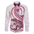 Pink Maori Tuatara Family Matching Off The Shoulder Long Sleeve Dress and Hawaiian Shirt Luxury Pastel Pattern