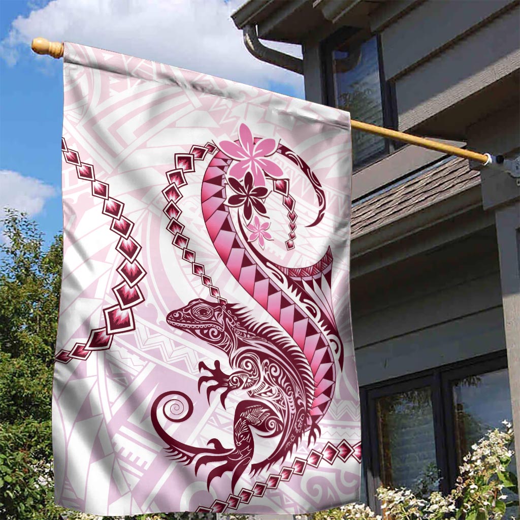 Pink Maori Tuatara Garden Flag Luxury Pastel Pattern LT01 - Polynesian Pride