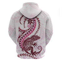 Pink Maori Tuatara Hoodie Luxury Pastel Pattern LT01 - Polynesian Pride