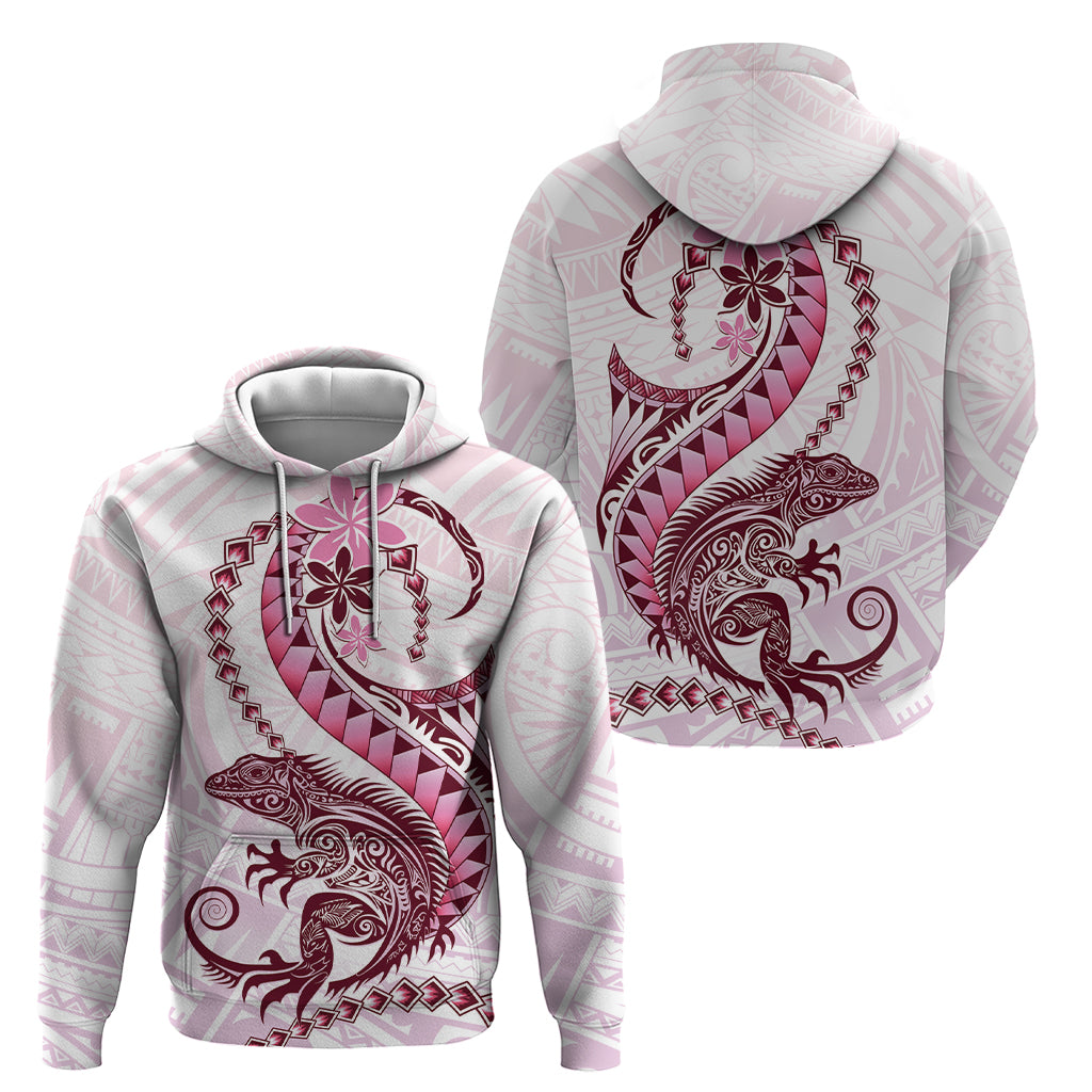 Pink Maori Tuatara Hoodie Luxury Pastel Pattern LT01 - Polynesian Pride