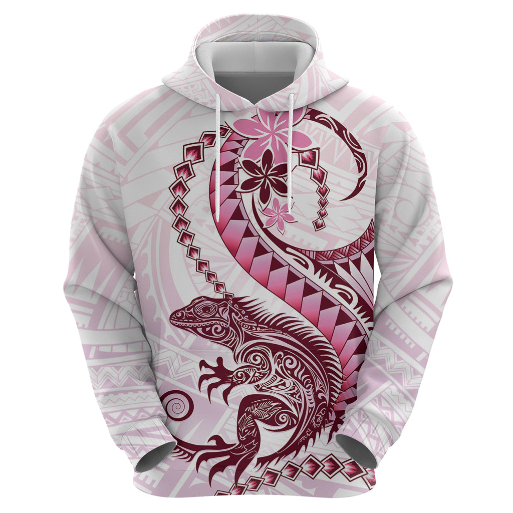 Pink Maori Tuatara Hoodie Luxury Pastel Pattern LT01 - Polynesian Pride