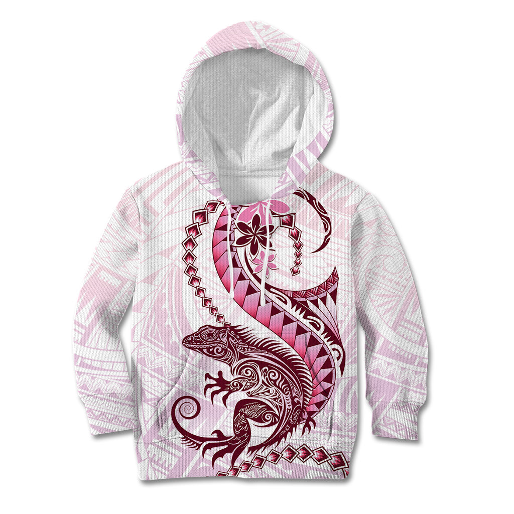 Pink Maori Tuatara Kid Hoodie Luxury Pastel Pattern LT01 Hoodie Pink - Polynesian Pride