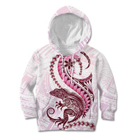 Pink Maori Tuatara Kid Hoodie Luxury Pastel Pattern LT01 Hoodie Pink - Polynesian Pride