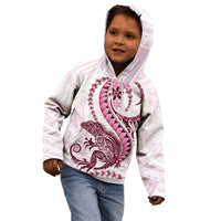 Pink Maori Tuatara Kid Hoodie Luxury Pastel Pattern LT01 - Polynesian Pride