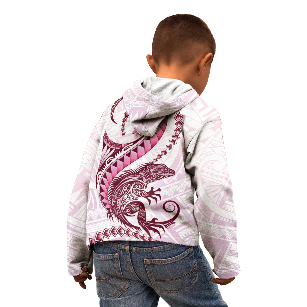Pink Maori Tuatara Kid Hoodie Luxury Pastel Pattern LT01 - Polynesian Pride
