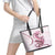 Pink Maori Tuatara Leather Tote Bag Luxury Pastel Pattern