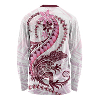 Pink Maori Tuatara Long Sleeve Shirt Luxury Pastel Pattern LT01 - Polynesian Pride