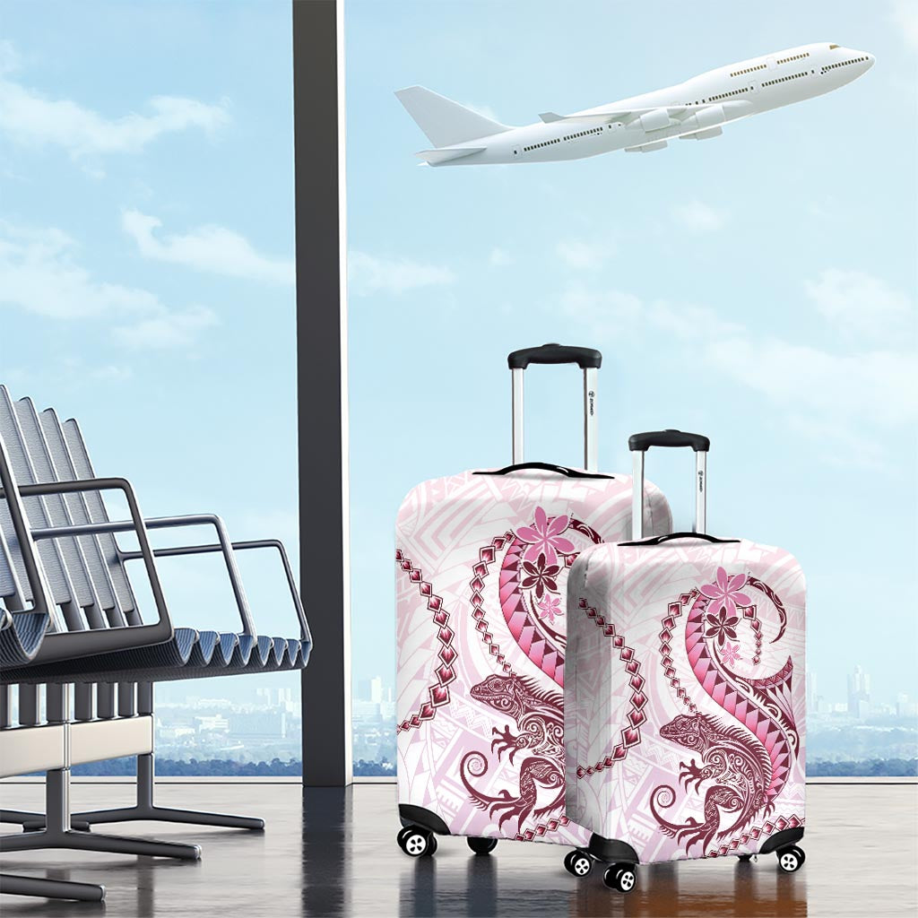 Pink Maori Tuatara Luggage Cover Luxury Pastel Pattern LT01 - Polynesian Pride