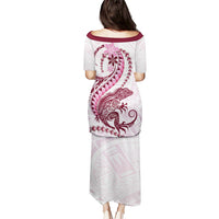 Pink Maori Tuatara Puletasi Luxury Pastel Pattern LT01 - Polynesian Pride