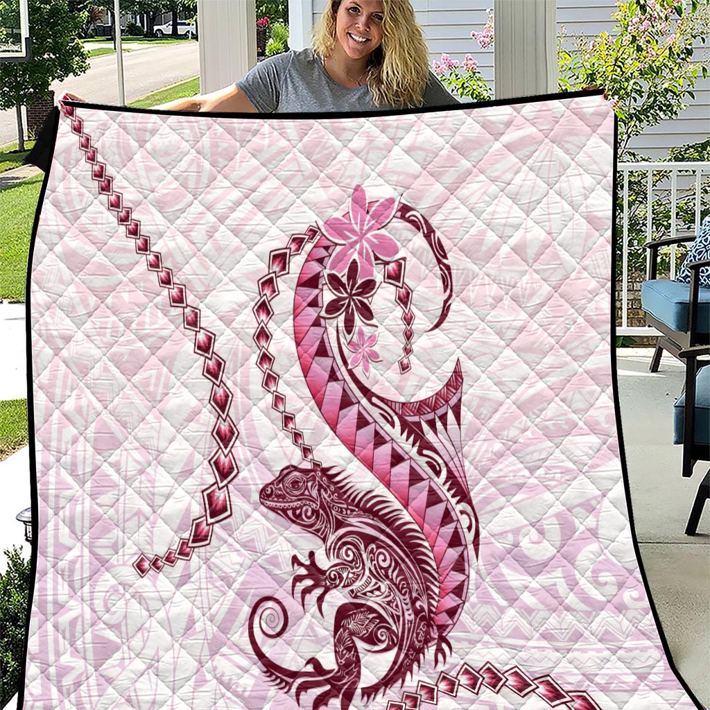Pink Maori Tuatara Quilt Luxury Pastel Pattern LT01 Pink - Polynesian Pride