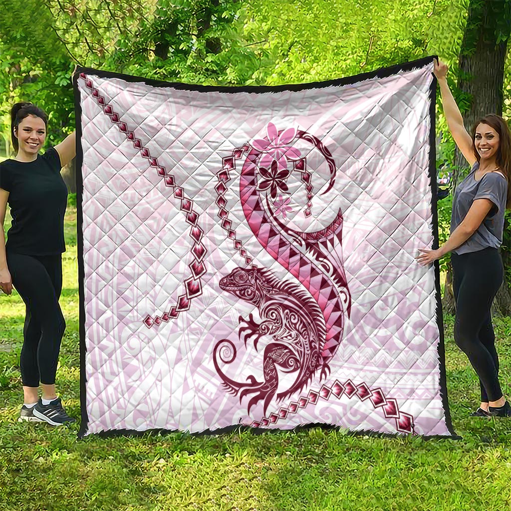 Pink Maori Tuatara Quilt Luxury Pastel Pattern LT01 - Polynesian Pride