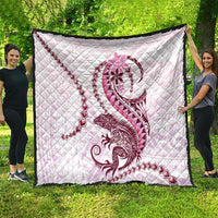 Pink Maori Tuatara Quilt Luxury Pastel Pattern LT01 - Polynesian Pride