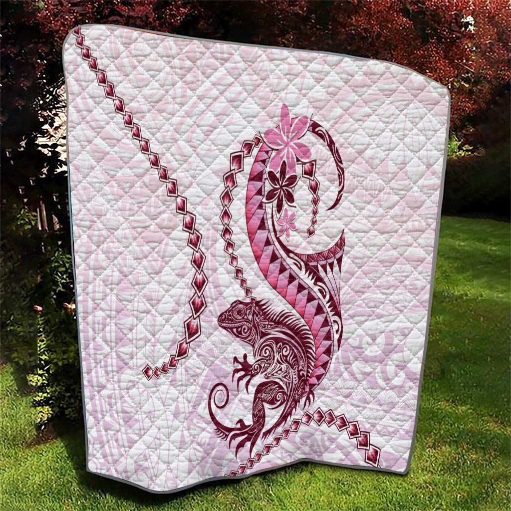 Pink Maori Tuatara Quilt Luxury Pastel Pattern LT01 - Polynesian Pride