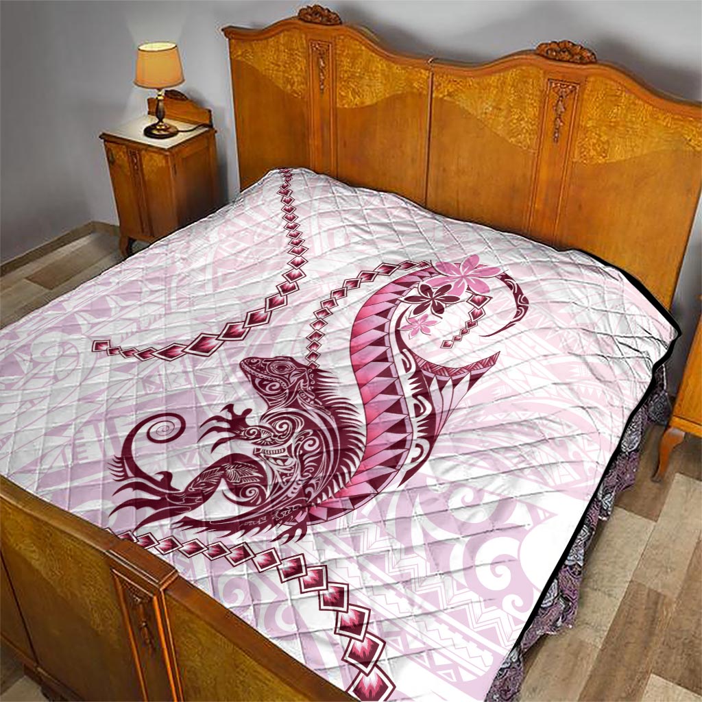 Pink Maori Tuatara Quilt Luxury Pastel Pattern LT01 - Polynesian Pride