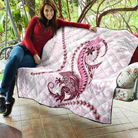 Pink Maori Tuatara Quilt Luxury Pastel Pattern LT01 - Polynesian Pride