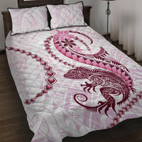 Pink Maori Tuatara Quilt Bed Set Luxury Pastel Pattern LT01 Pink - Polynesian Pride