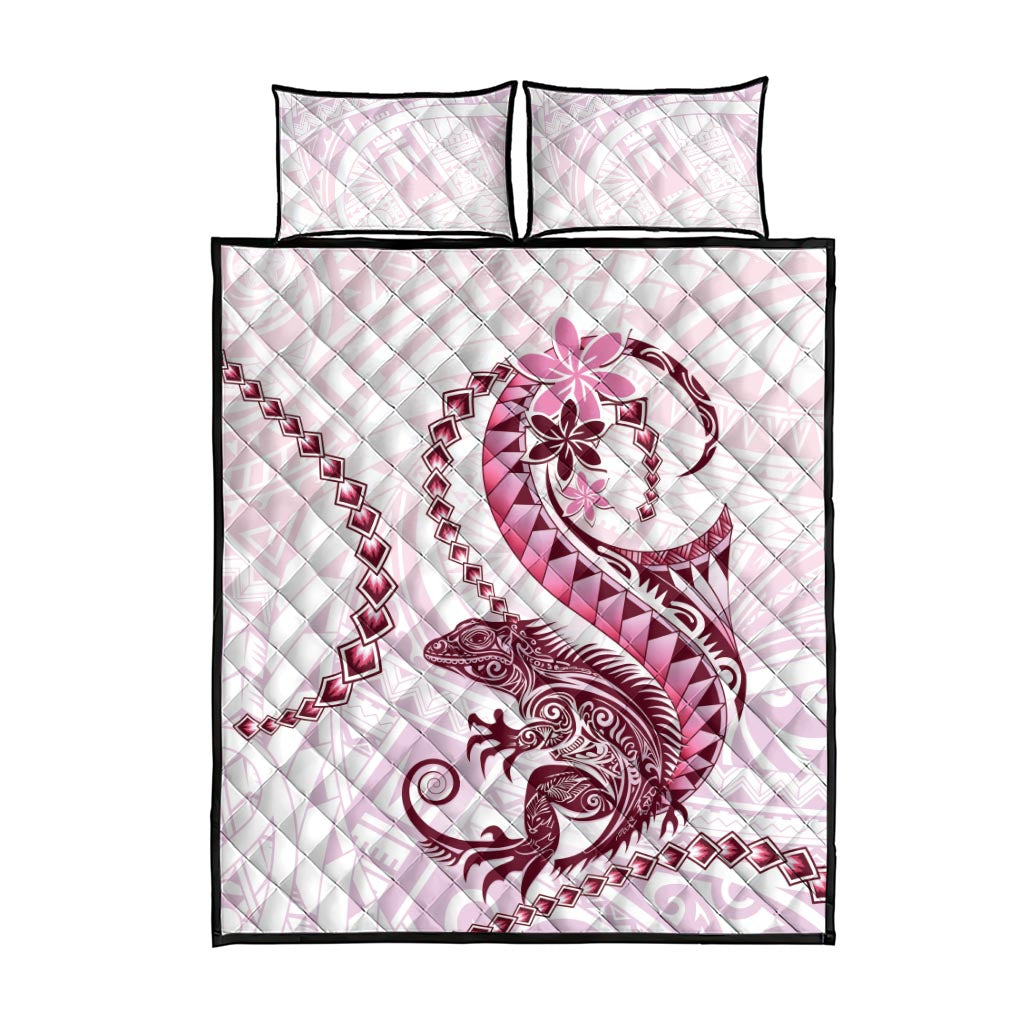 Pink Maori Tuatara Quilt Bed Set Luxury Pastel Pattern LT01 - Polynesian Pride