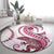 Pink Maori Tuatara Round Carpet Luxury Pastel Pattern