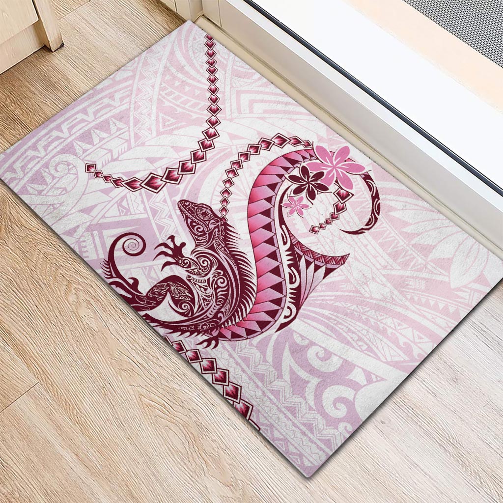 Pink Maori Tuatara Rubber Doormat Luxury Pastel Pattern LT01 - Polynesian Pride