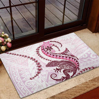 Pink Maori Tuatara Rubber Doormat Luxury Pastel Pattern LT01 - Polynesian Pride