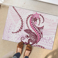 Pink Maori Tuatara Rubber Doormat Luxury Pastel Pattern LT01 - Polynesian Pride