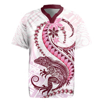 Pink Maori Tuatara Rugby Jersey Luxury Pastel Pattern LT01 Pink - Polynesian Pride