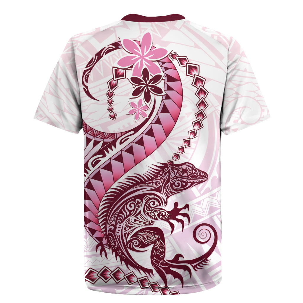 Pink Maori Tuatara Rugby Jersey Luxury Pastel Pattern LT01 - Polynesian Pride