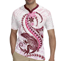 Pink Maori Tuatara Rugby Jersey Luxury Pastel Pattern LT01 - Polynesian Pride